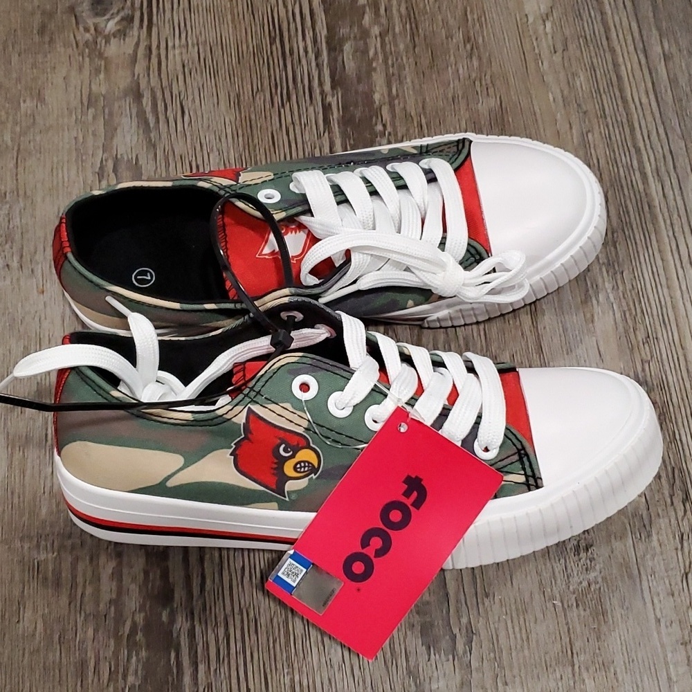 Foco Louisville Cardinals Camo Canvas Sneakers Size 7